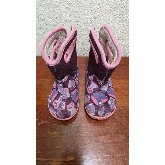 Bogs Baby Bogs Owl Print Purple & Pink Insulated Waterproof Boots Size 6T Infant - Picture 2 of 6